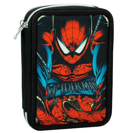 Garçon-Accessoires-Cartable, trousse-Trousse équipée spiderman shadow double compartiment 20 cm