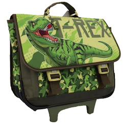 Cartable à roulettes t-rex deux compartiments toile renforcée  - vertbaudet enfant