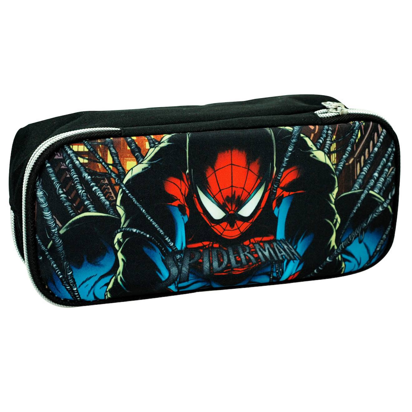 Trousse Spiderman Motif Shadow En Textile Double Zip Noir Rouge Bleu 14 €