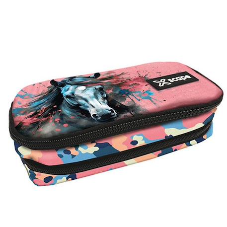 Garçon-Trousse à fermeture zip cheval born to be free 2 compartiments 23 cm