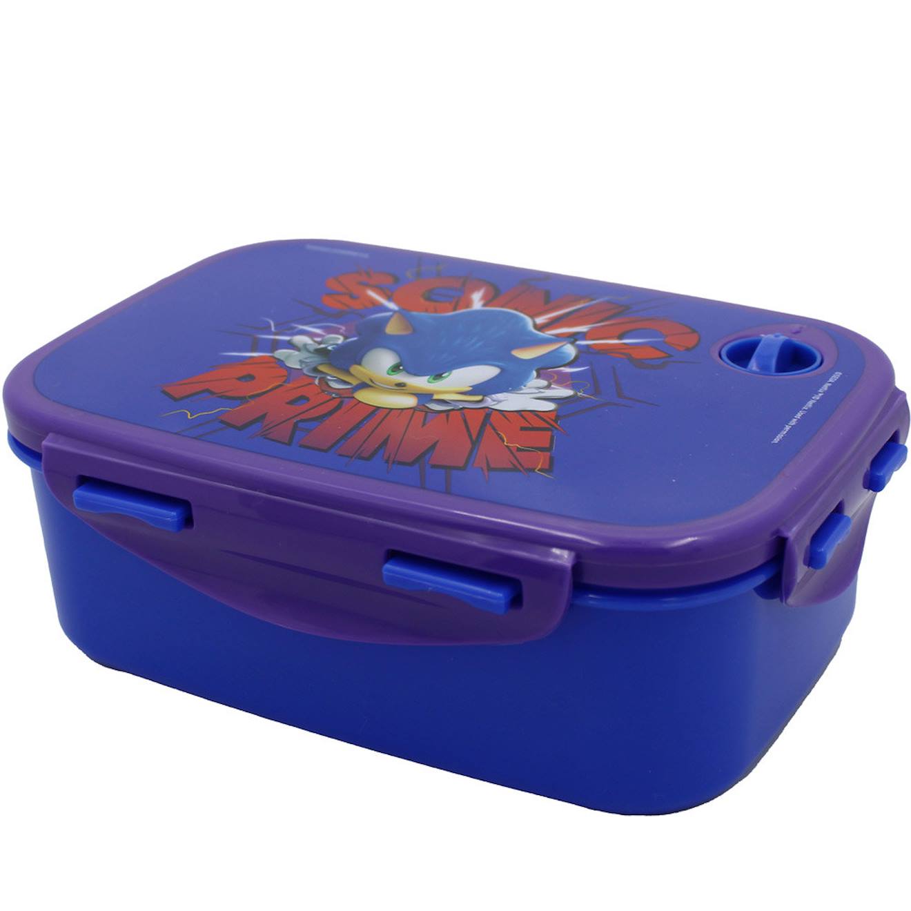 Boîte À Goûter 17x12x7 Cm Sonic Prime En Pvc À Couvercle À Charnière Bleu / Violet / Clair / Gris