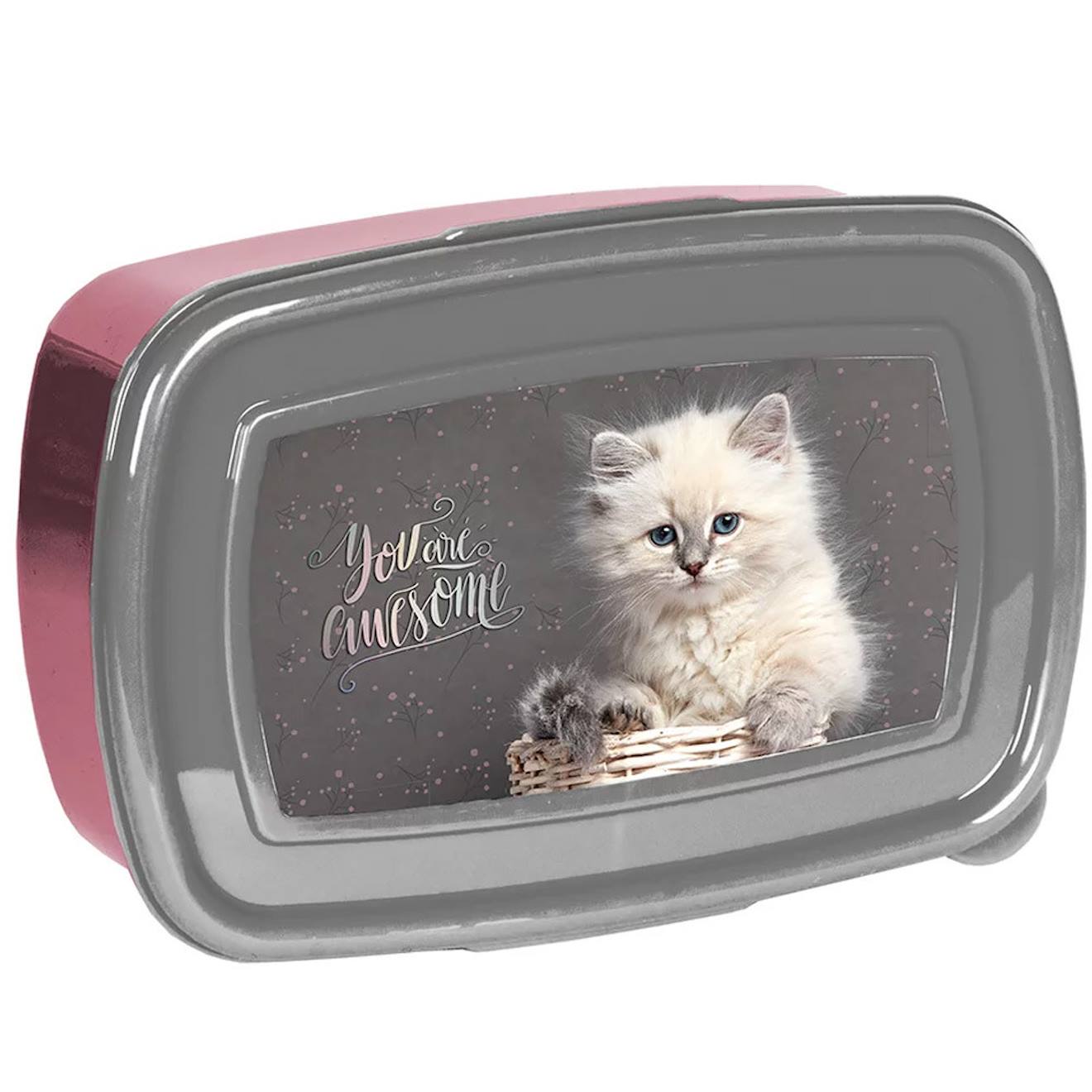 Boîte Goûter Rectangulaire En Pvc Nasa Chat À Fenêtre 18 X 11 X 6 Cm Gris / Rose / Foncé / Bleu