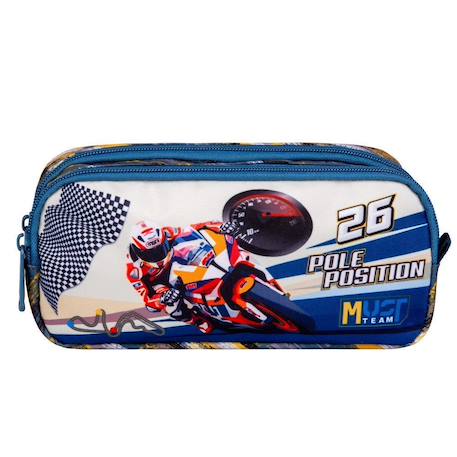 Trousse cmp must team 2 compartiments zippés motif moto  - vertbaudet enfant