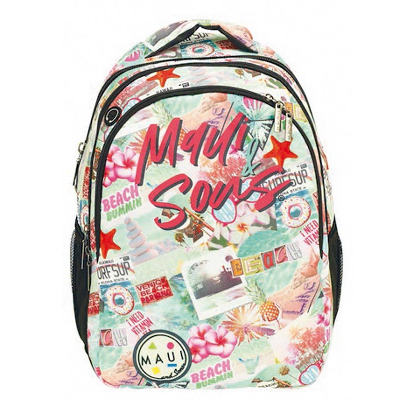Sac À Dos Imprimé Plage 48 Cm - 2 Compartiments Zippés - Maui & Sons Multicolore