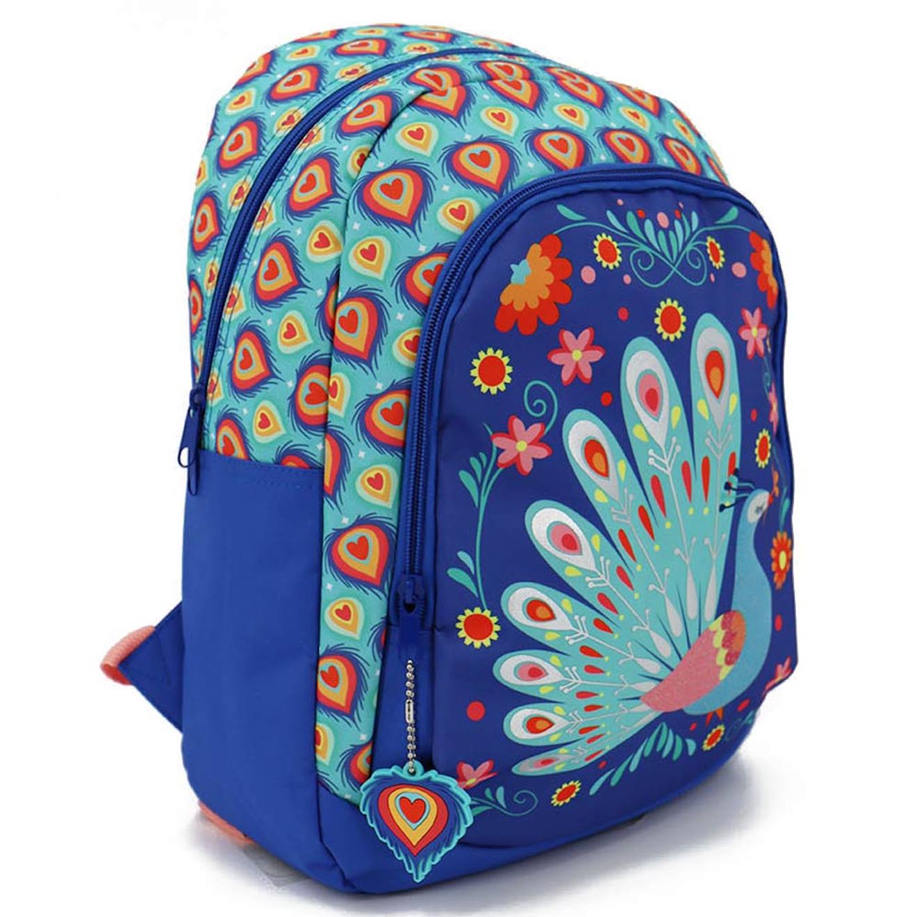 Sac À Dos Motif Paon Cmp En Tissu Synthétique Bleu / Vert / Clair / Bleu