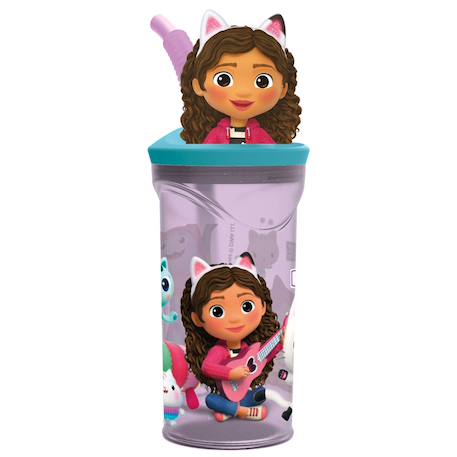 Gourde 3d 360° gabby et la maison magique 360 ml avec paille  - vertbaudet enfant