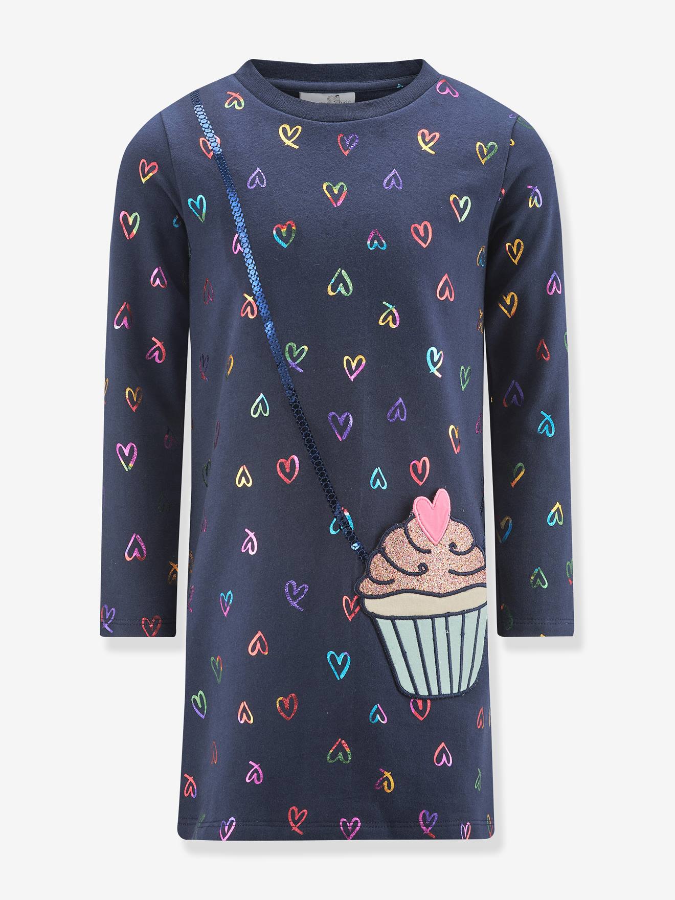 Robe avec cœurs et cupcake fille Happy Girls marine