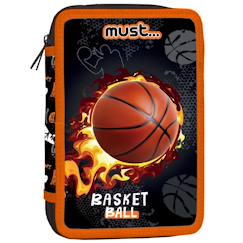 -Trousse zippée textile motif basketball enflammé nba basket usa