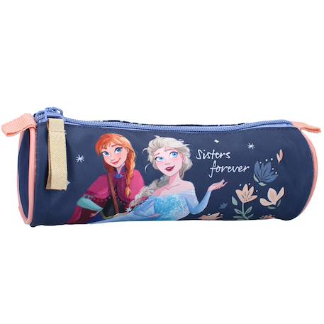 Fille-Accessoires-Fourniture scolaire-Trousse ronde imprimée en tissu la reine des neiges sisters forever