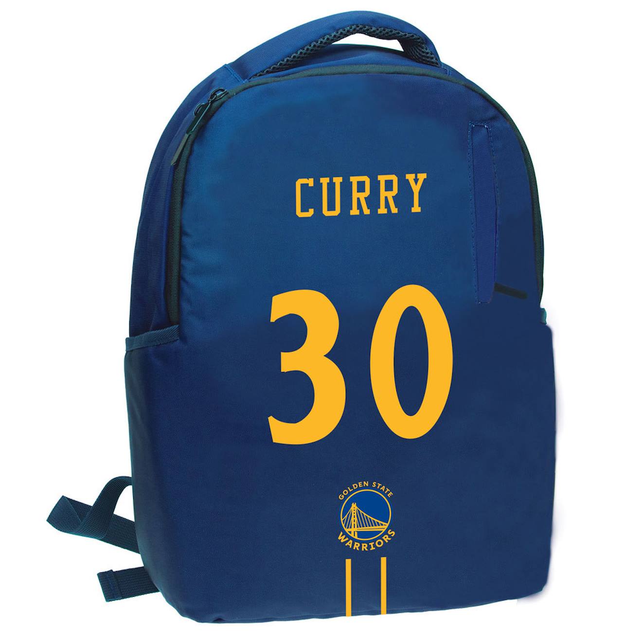 Sac À Dos Enfant Nba Basket Usa Motif Golden State Warriors Curry 30 En Polyester Texturé Bleu Marine/orange Fluo