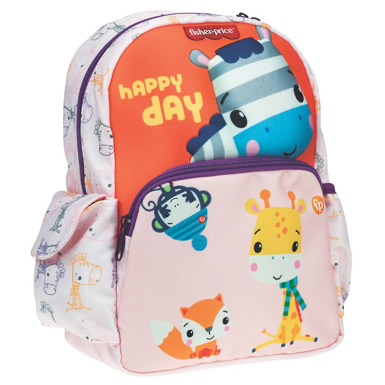 Sac À Dos Maternelle Motifs Animaux Tissu Fisher-price Orange