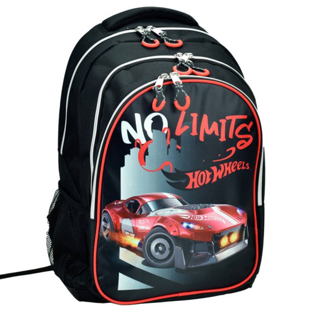 Sac À Dos Scolaire Garçon Hot Wheels Imprimé No Limit 43 Cm Noir / Rouge / Blanc