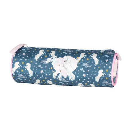 Fille-Accessoires-Trousse ronde textile motif chevaux bella sara