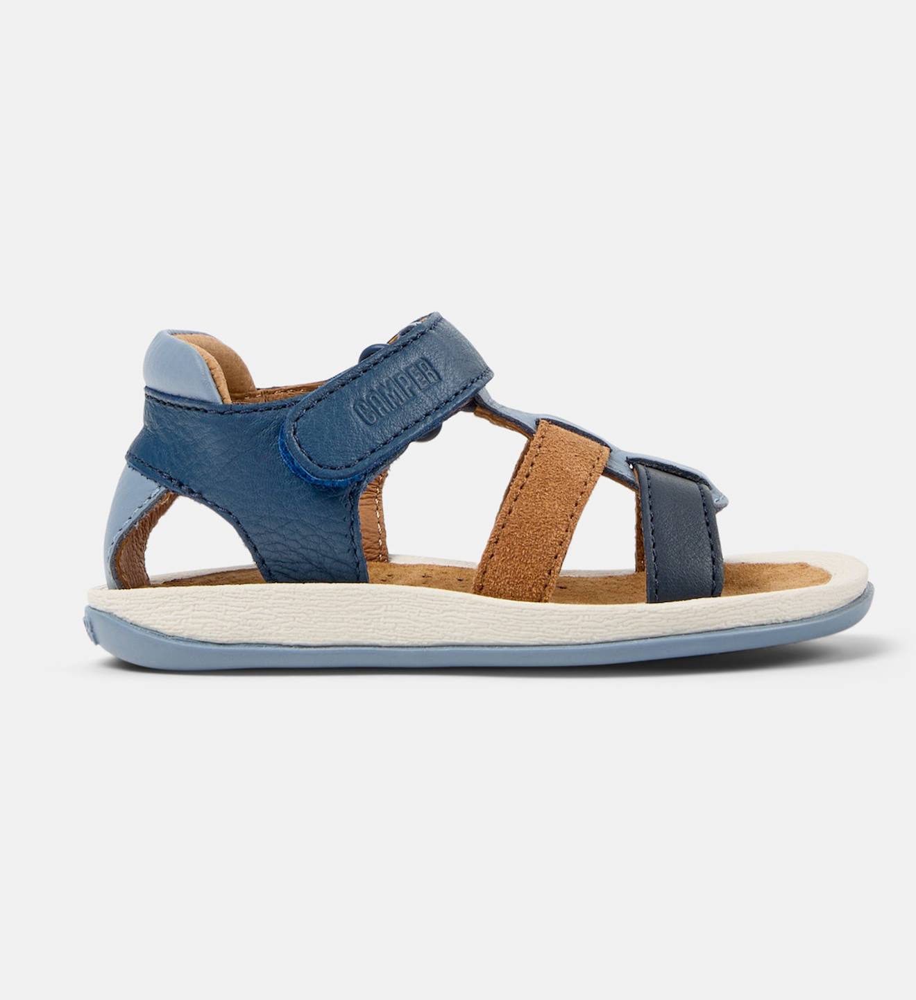Sandales Garçon Cuir Bicho Twins Bleu Marron Sandales Garçon Cuir Bicho Twins Bleu Marron