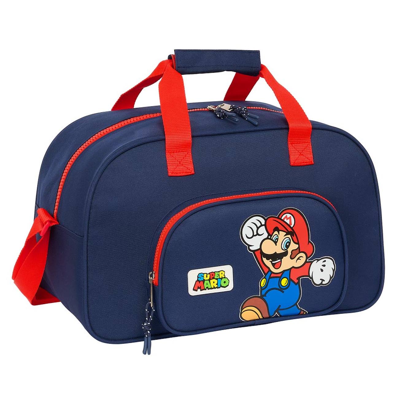 Sac De Sport Enfant Garçon Super Mario En Textile Noir / Bleu / Blanc