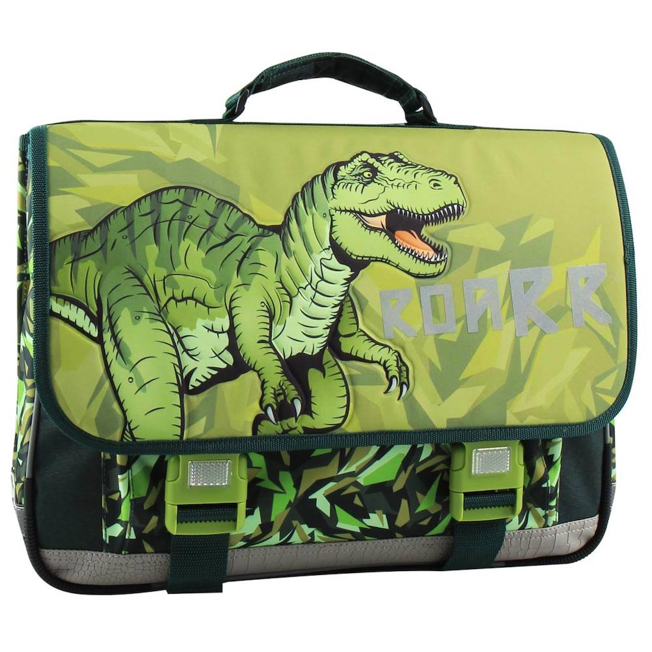 Cartable Garçon Polyester Imprimé Dinosaure T-rex Vert/blanc/orange