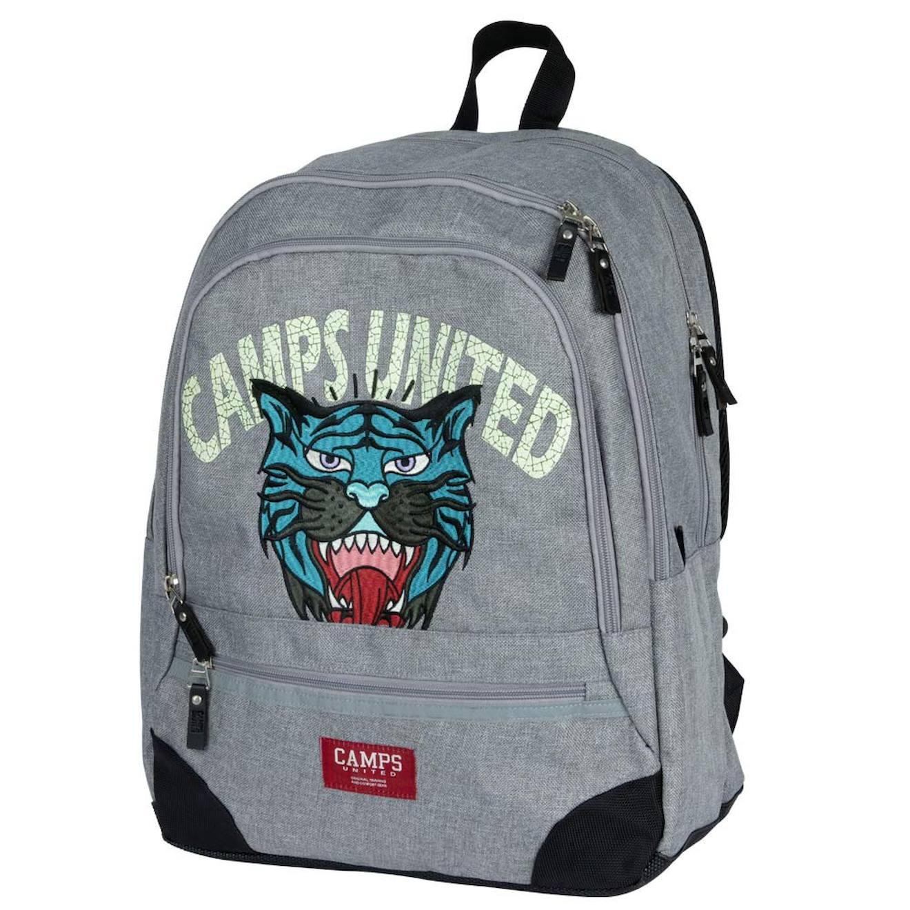 Sac À Dos Scolaire Tigre Camps United 42 Cm - 2 Compartiments Gris