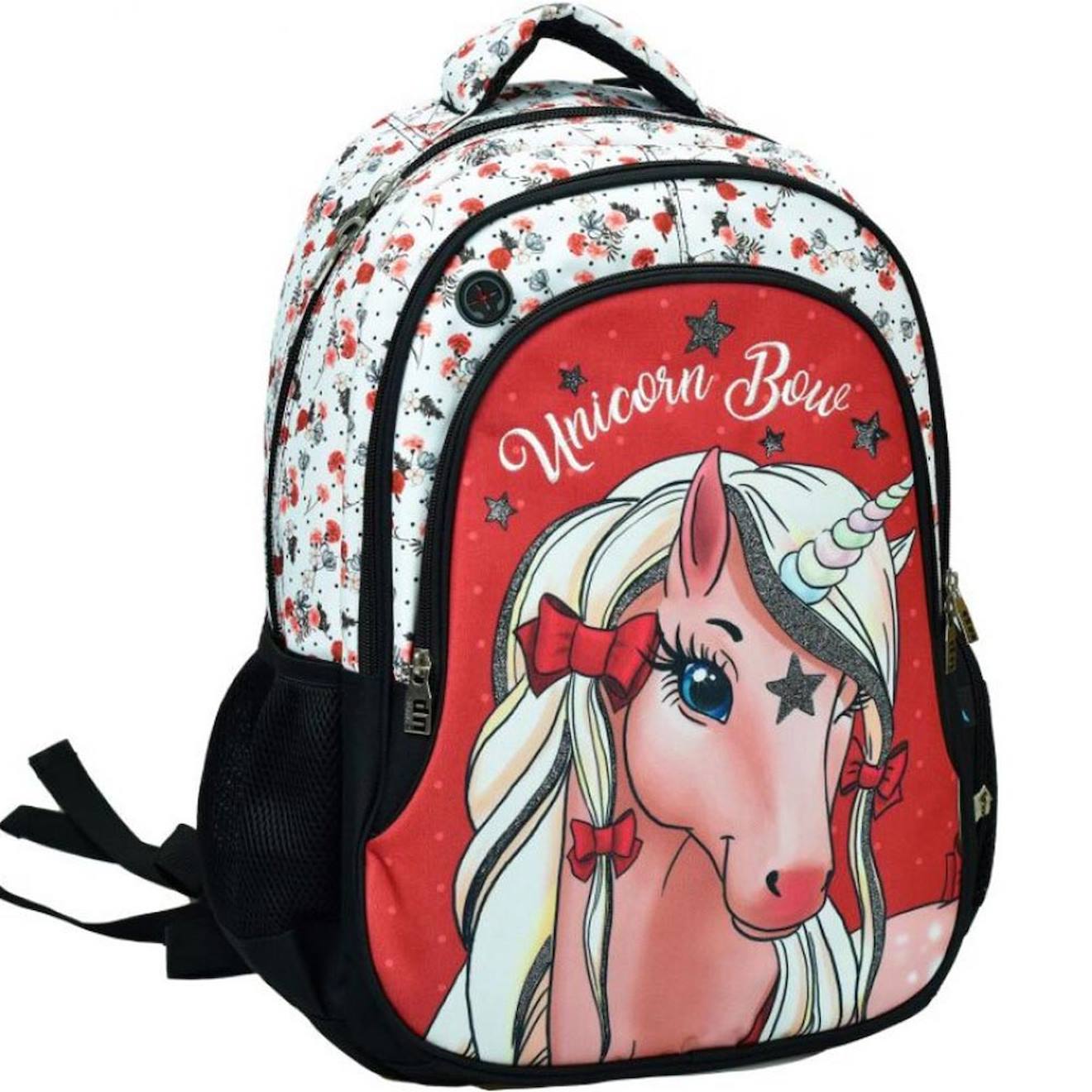 Sac À Dos Scolaire Licorne Love 45 Cm Blanc / Noir / Rouge