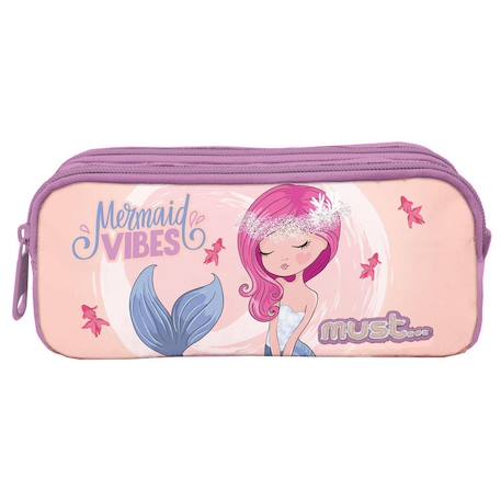Trousse à crayons rectangulaire mermaid vibes 2 compartiments à zip  - vertbaudet enfant