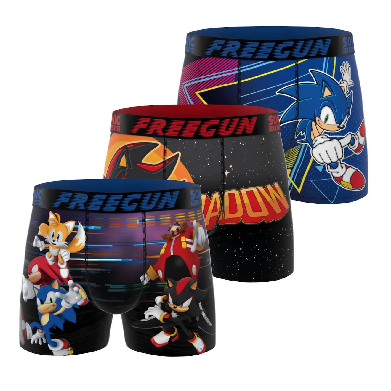 Lot De 3 Boxers Junior Sonic Bleu/noir/rouge