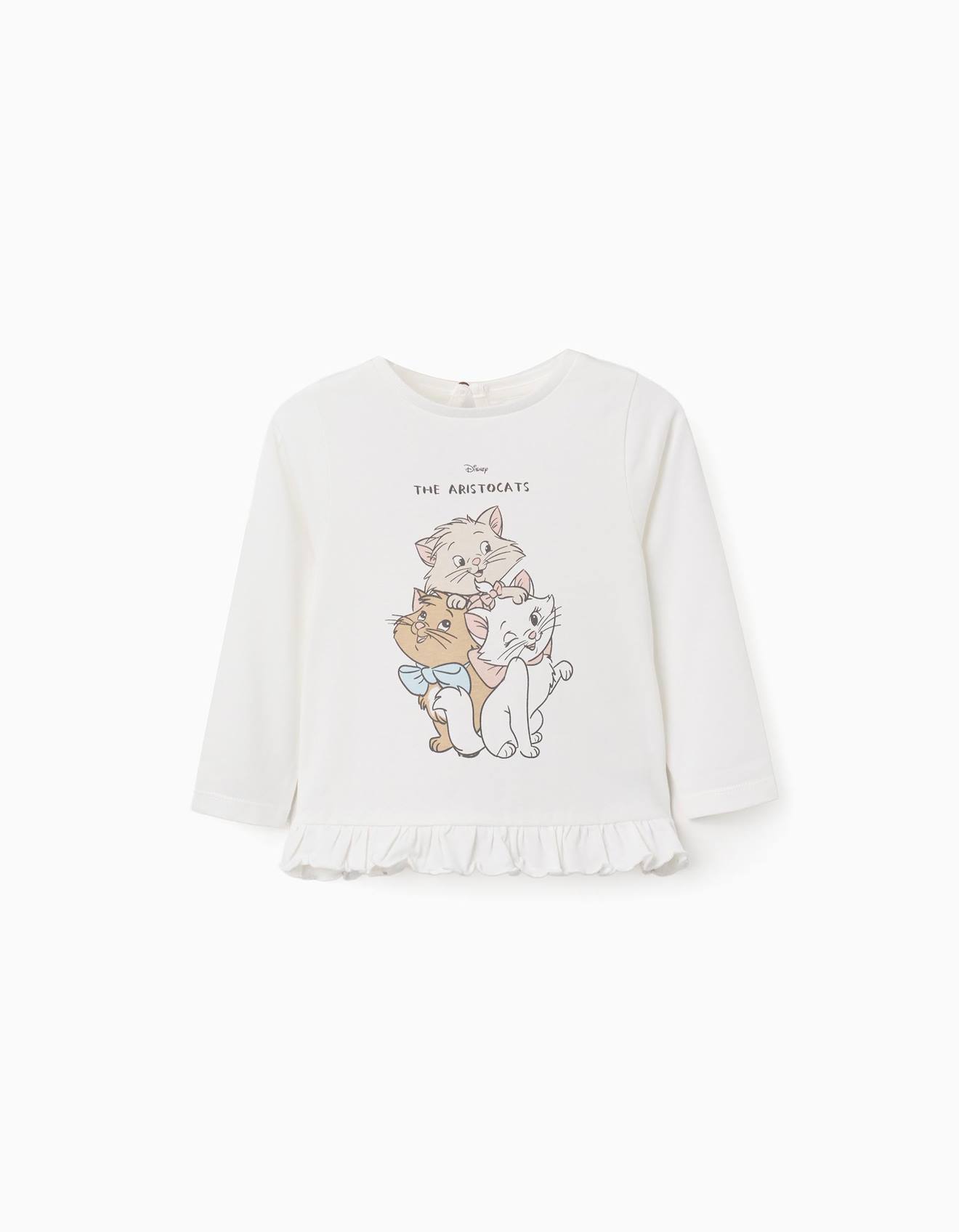 T-shirt En Coton Manches Longues Avec Les Aristochats Blanc 15$