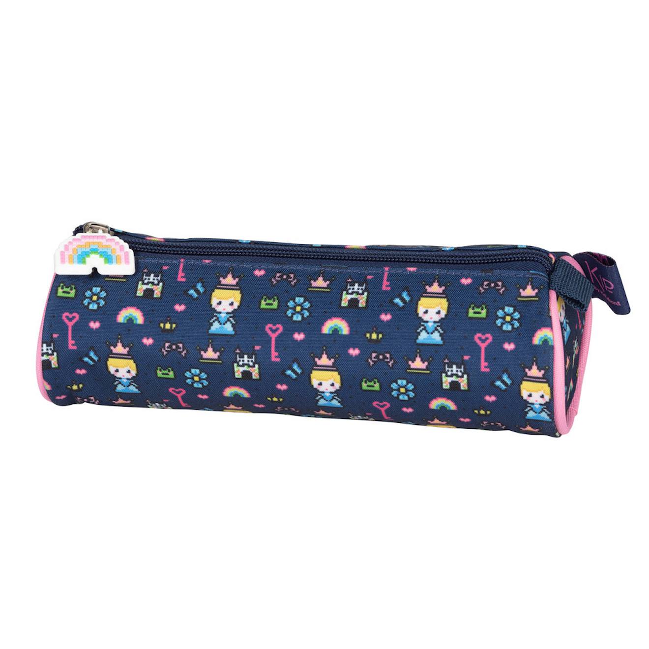 Trousse Ronde Toile Synthétique Imprimée Gaming Princesse Kip Bleu Marine