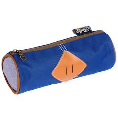 -Trousse ronde 22 cm feather – tissu texturé et fermeture zippée dorée