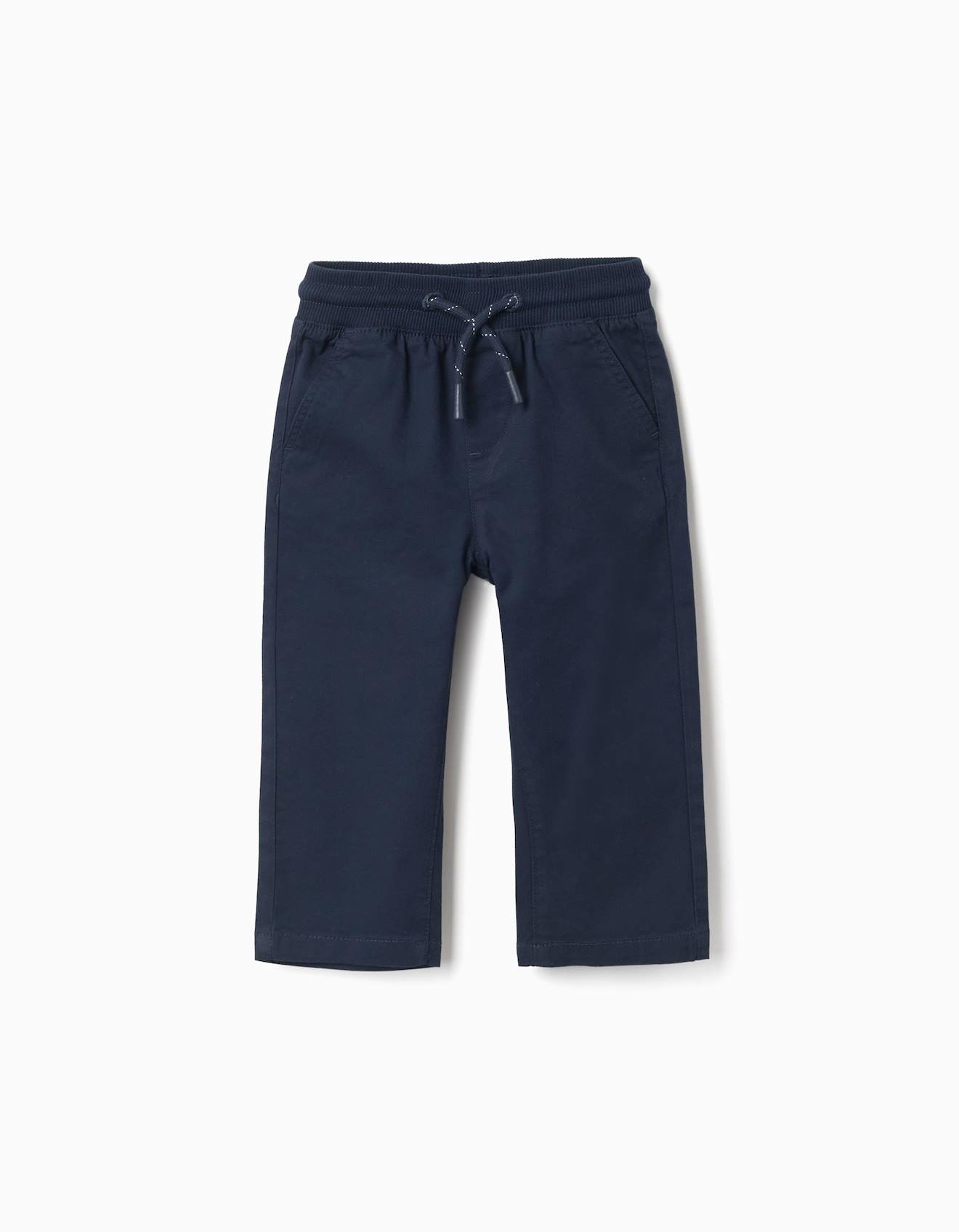 Pantalon Ajusté En Sergé Avec Cordon De Serrage Bleu Foncé