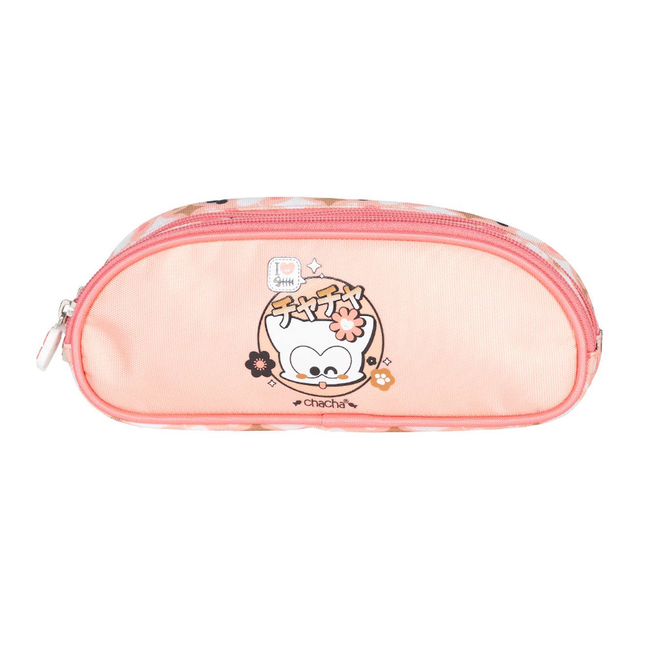 Trousse Chacha Haricot Double-zip Tissu Imprim Blanc Rose Clair 14 €