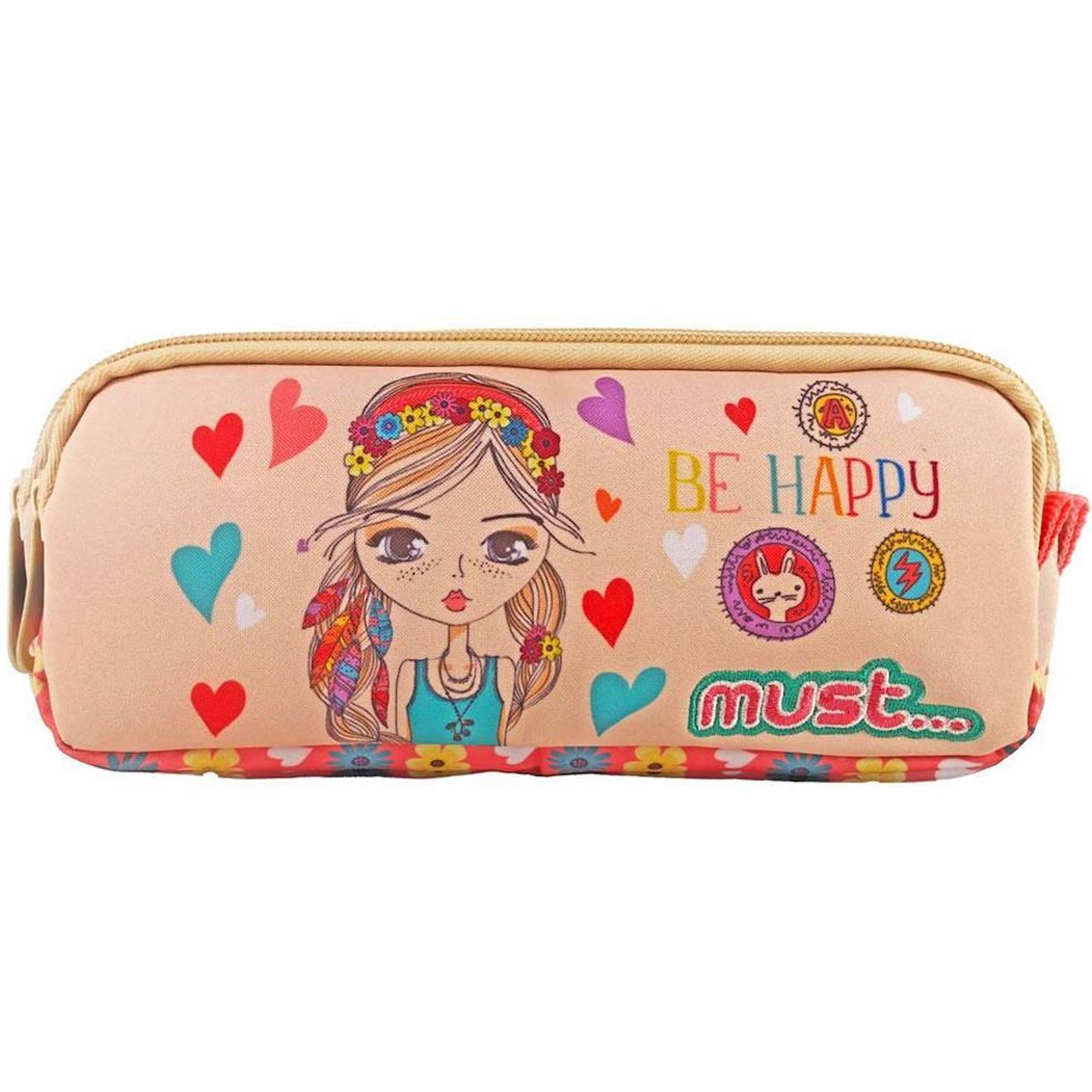 Trousse Rectangulaire Cmp Be Happy 2 Compartiments Zipps 21 Cm Beige Blanc 14 €