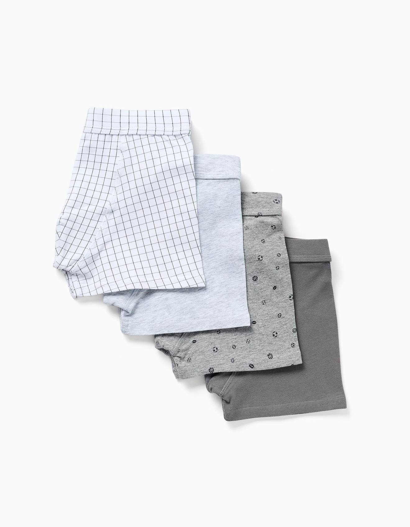 Lot De 4 Boxers En Coton Unis/imprimés Multicolore