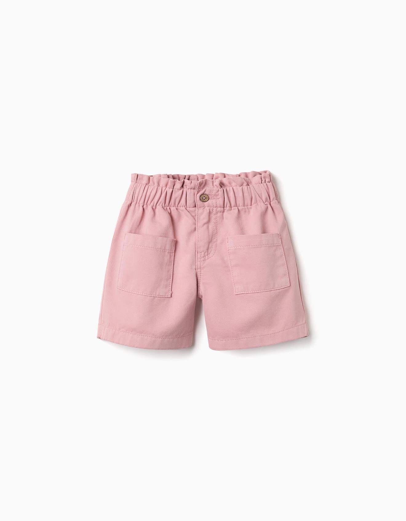 Short En Sergé Avec Poches À L'avant Rose Clair Short En Sergé Avec Poches À L'avant Rose Clair