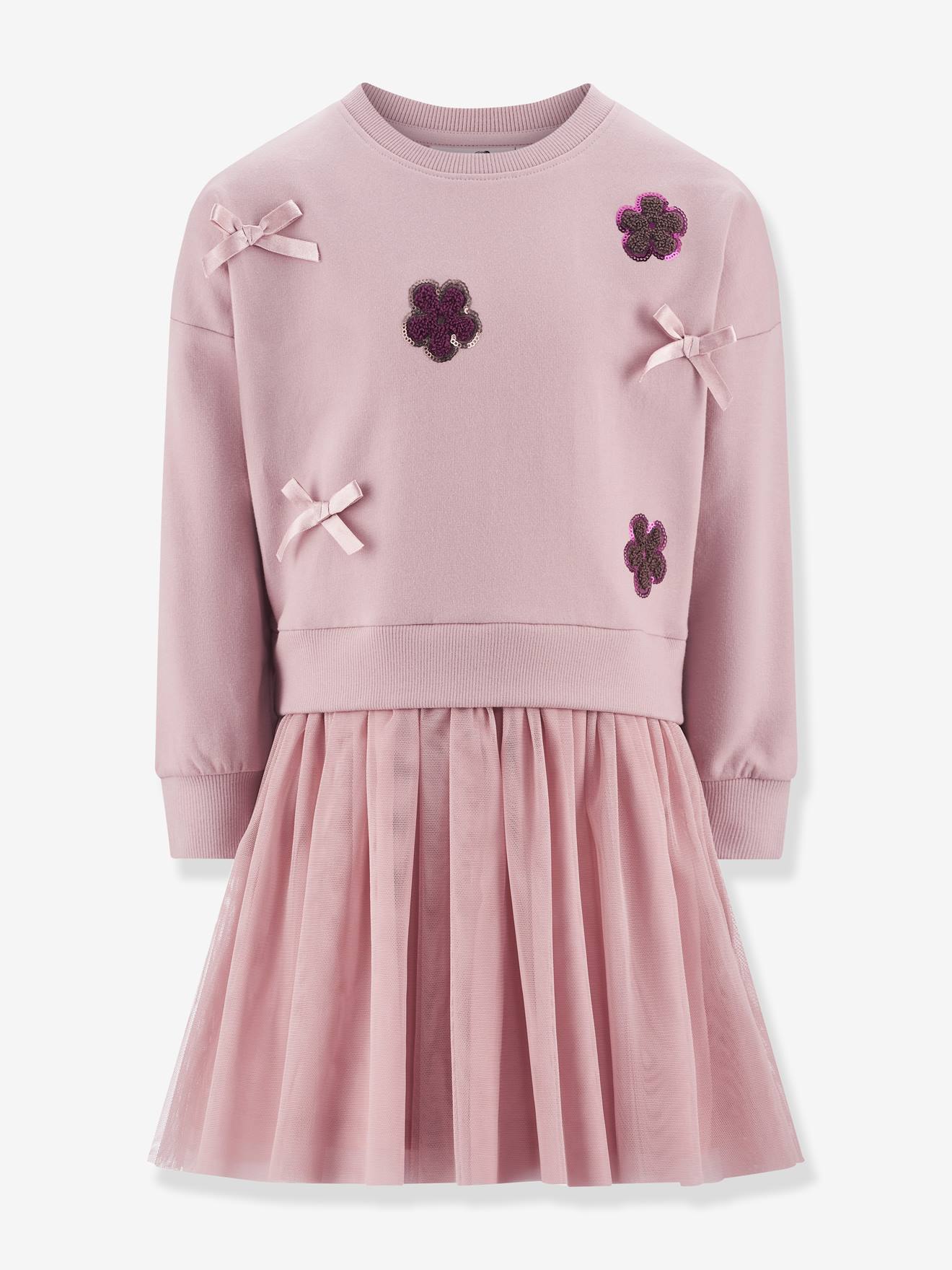 Robe 2 en 1 avec fleurs en relief fille Happy Girls rose nude