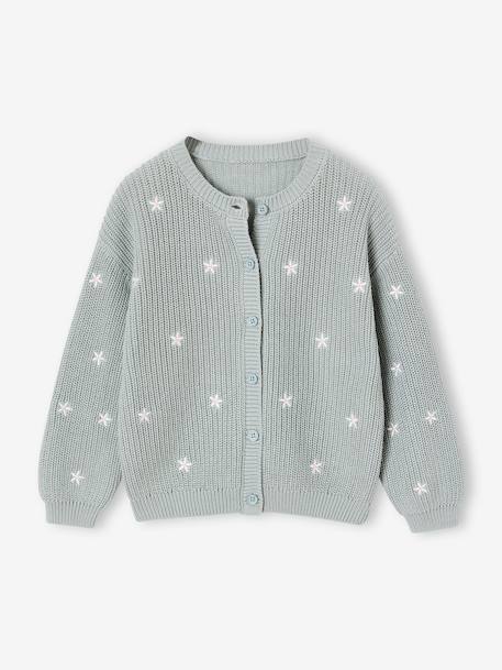 Fille-Pull, gilet, sweat-Gilet-Gilet fille fantaisie en côte perlée