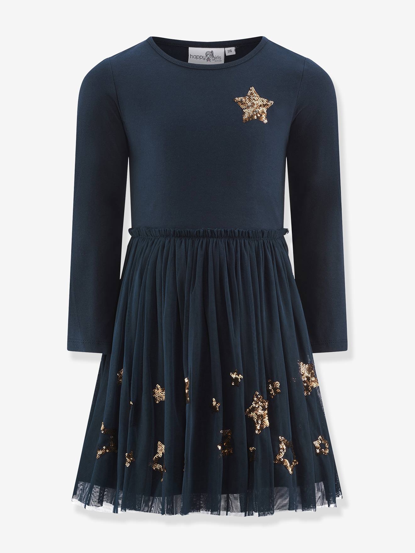Robe avec étoiles à sequins fille Happy Girls marine