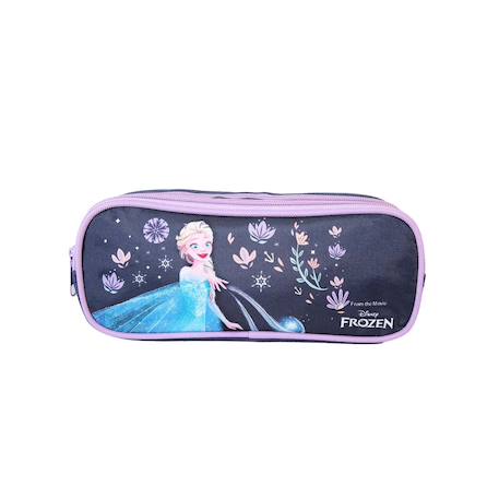Garçon-Accessoires-Disney frozen - la reine des neiges - trousse scolaire rectangulaire - bleu/violet - fille - 2 compartiments zippés