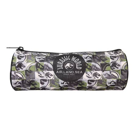 Jurassic world - trousse scolaire ronde - vert/noir - garçon - 1 compartiment zippé  - vertbaudet enfant