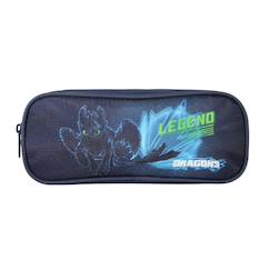 Dragons - trousse scolaire rectangulaire - bleu - garçon - 2 compartiments  - vertbaudet enfant