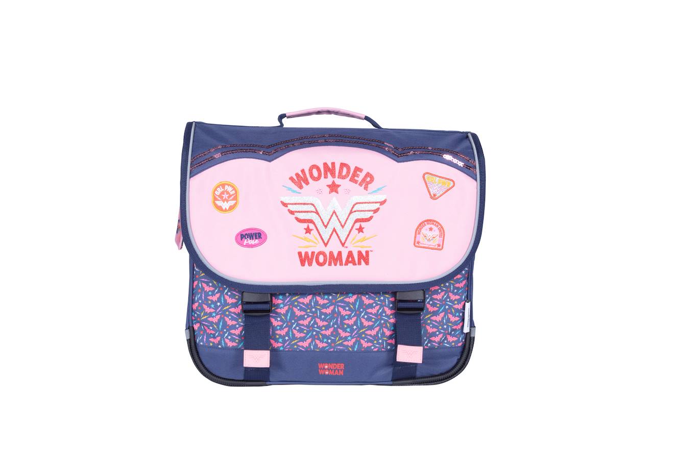Wonder Woman - Cartable Scolaire 38 Cm - Fille - Bleu/rose - 2 Compartiments Bleu