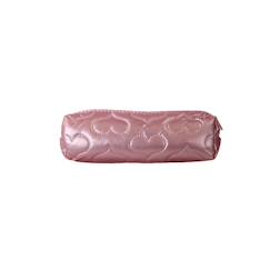 -Trousse scolaire rectangulaire - rose motif coeur - fille - 1 compartiment
