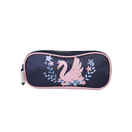 Phileas - trousse scolaire cygne - bleu/rose - fille - 2 compartiments zippé  - vertbaudet enfant