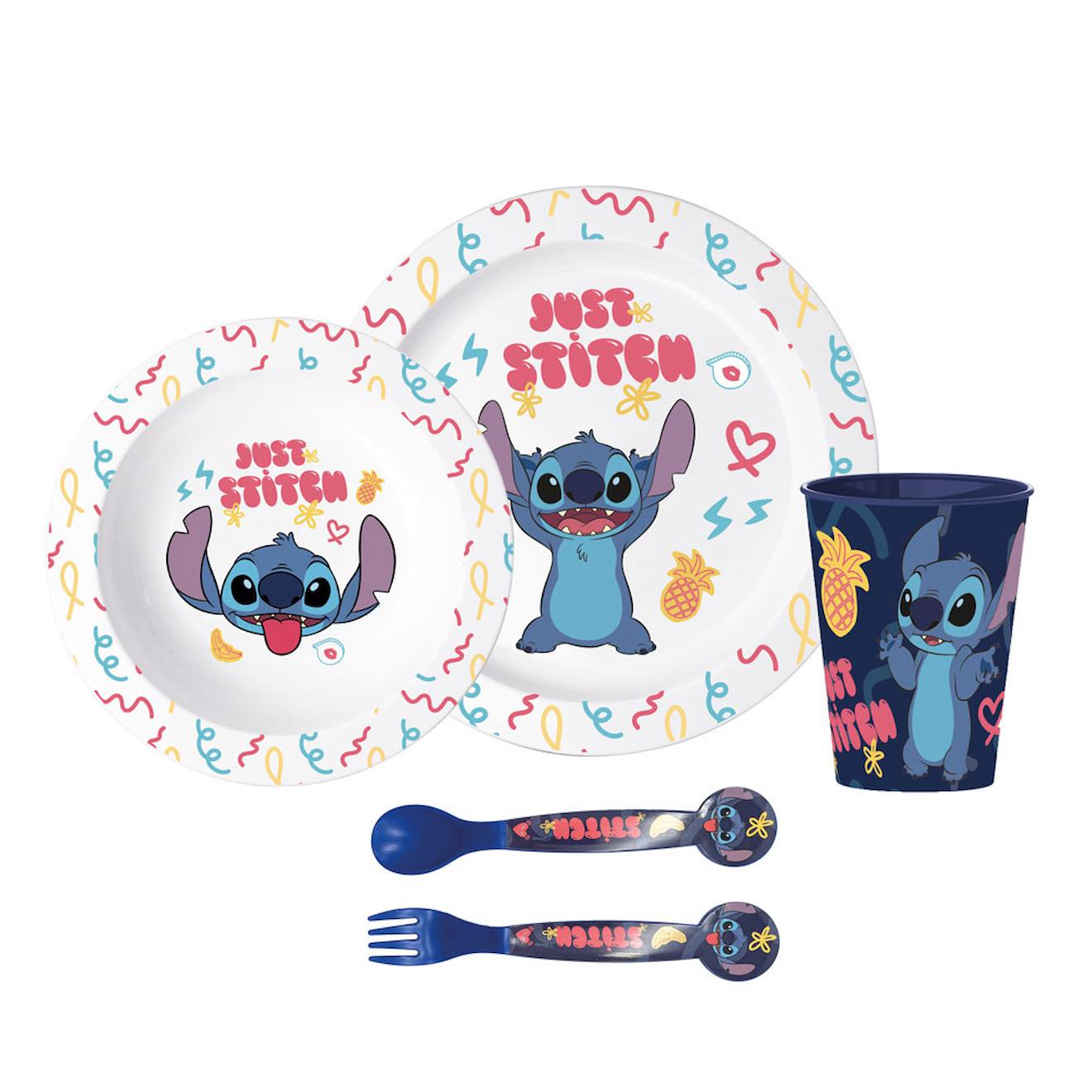 Ensemble Vaisselle Pour Enfant Stitch Disney 5 Pièces Blanc / Multicolore