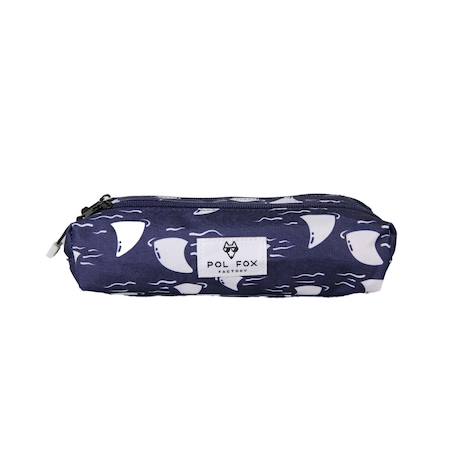 Fille-Trousse - compartiments garçon pol fox shark - maternelle - primaine - bleu marine avec motif requin
