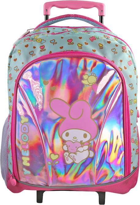 Fille-Accessoires-Fourniture scolaire-Cartable-My melody - sac àroulettes scolaire birdy - rose - effet holographique - 2 compartiments