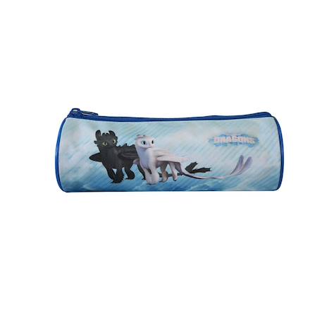 Fille-Accessoires-Fourniture scolaire-Dragons - trousse ronde - bleu - garçon - 1 compartiment
