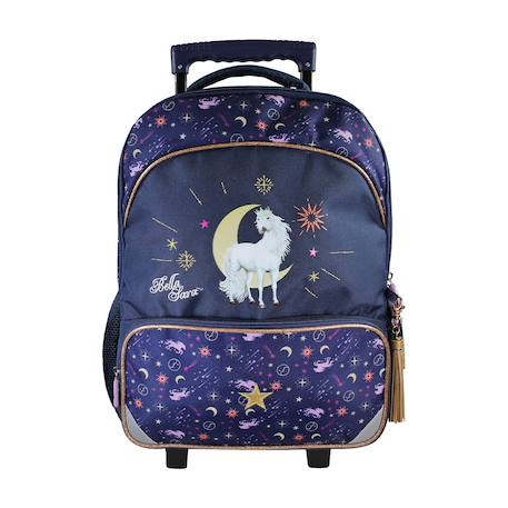 Bella sara - sac à dos - roulettes enfant - fille - bleu nuit - 2 compartiments  - vertbaudet enfant