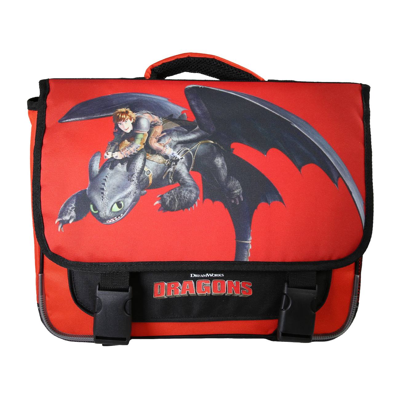 Dragons - Cartable Primaire 38 Cm - Garçon - Rouge Et Noir - 2 Compartiments Rouge