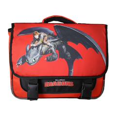 Dragons - cartable primaire 38 cm - garçon - rouge et noir - 2 compartiments  - vertbaudet enfant