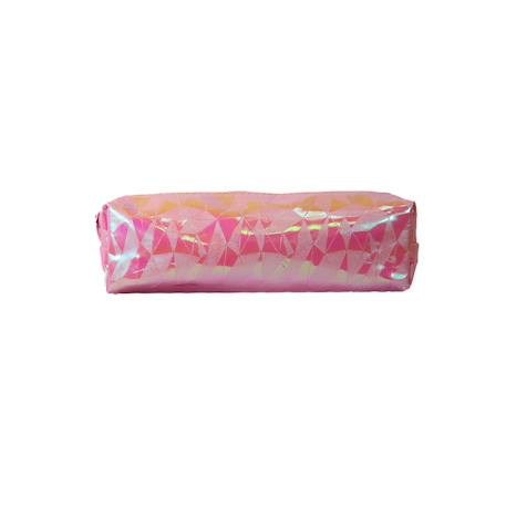 Fille-Trousse scolaire rectangulaire brillante - rose holographique - fille - 1 compartiment