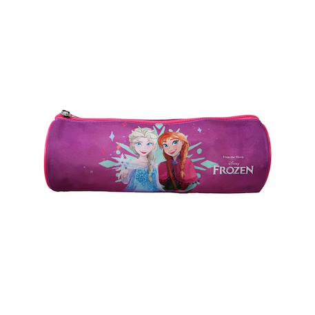 Fille-Disney frozen - la reine des neiges - trousse scolaire ronde - rose/violet - fille - 1 compartiment